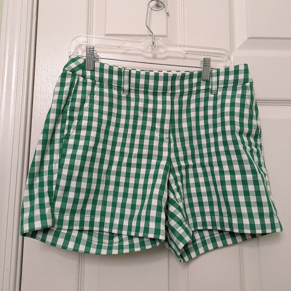 J. Crew Size 2 green and white gingham shorts - Picture 1 of 4